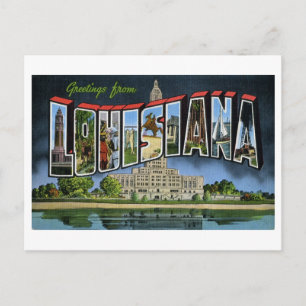 Cartão Postal Saudações Vintage da Louisiana