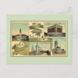 Cartão Postal Saudações Vintage de 1910 do Worcester MÃE
