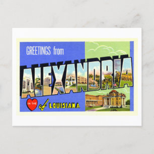 Cartão Postal Saudações Vintage de Alexandria, Louisiana,