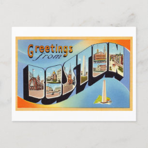 Cartão Postal Saudações Vintage de Boston, Massachusetts