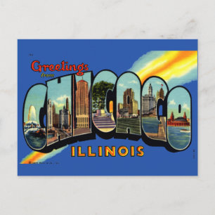 Cartão Postal Saudações Vintage De Chicago, Viagem Illinois