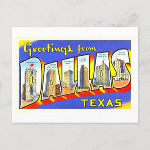 Cartão Postal Saudações Vintage de Dallas, Texas,