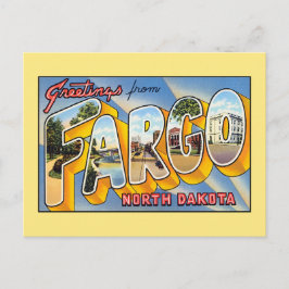 Cartão Postal Saudações Vintage de Fargo North Dakota