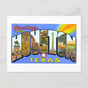 Cartão Postal Saudações Vintage de Houston, Texas,