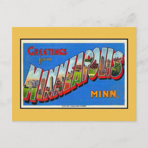 Cartão Postal Saudações Vintage de Minneapolis MN