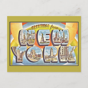 Cartão Postal Saudações Vintage de Nova Iorque