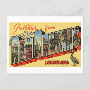 Cartão Postal Saudações Vintage de Nova Orleans, Louisiana