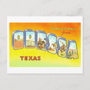 Cartão Postal Saudações Vintage de Odessa, Texas,