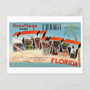 Cartão Postal Saudações Vintage de Quaint Key West, Flórida