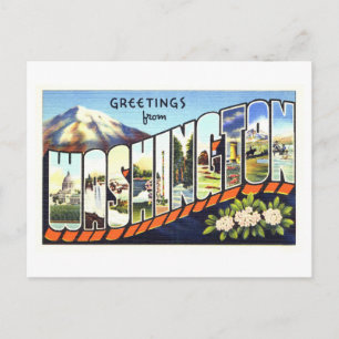 Cartão Postal Saudações Vintage de Washington State