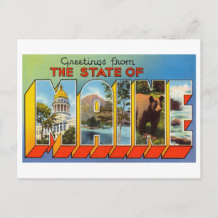 Cartão Postal Saudações Vintage do Maine