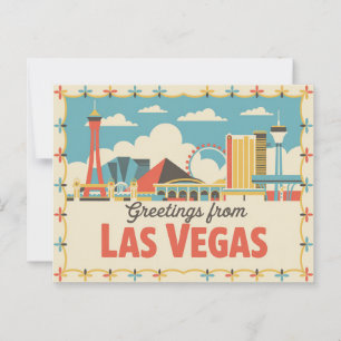 Cartão Postal Saudações Vintage do Retro Clássico de Las Vegas