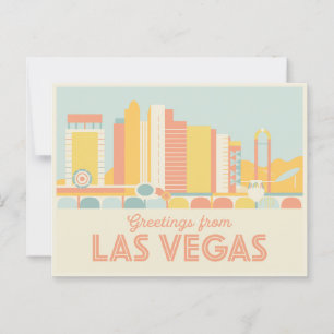 Cartão Postal Saudações Vintage do Retro Clássico de Las Vegas