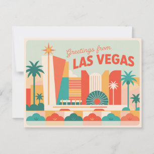 Cartão Postal Saudações Vintage do Retro Clássico de Las Vegas