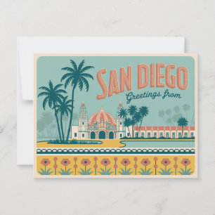 Cartão Postal Saudações Vintage do Retro Clássico de San Diego