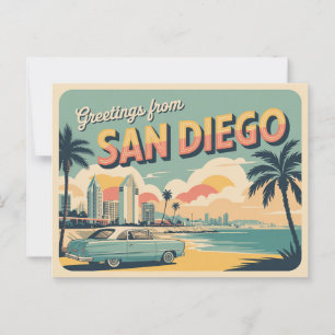 Cartão Postal Saudações Vintage do Retro Clássico de San Diego