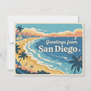 Cartão Postal Saudações Vintage do Retro Clássico de San Diego