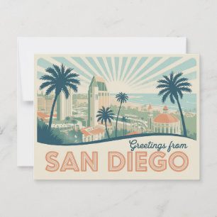 Cartão Postal Saudações Vintage do Retro Clássico de San Diego