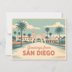 Cartão Postal Saudações Vintage do Retro Clássico de San Diego