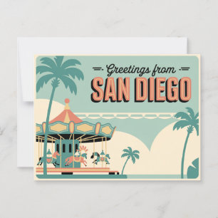 Cartão Postal Saudações Vintage do Retro Clássico de San Diego