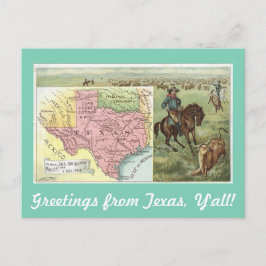 Cartão Postal Saudações Vintage do Texas Y'all