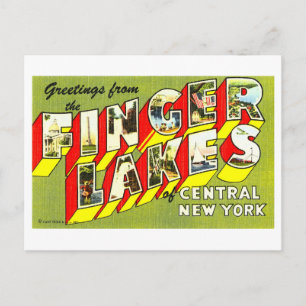 Cartão Postal Saudações Vintage dos Finger Lakes de Nova York
