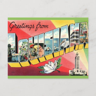 Cartão Postal Saudações Vintage Louisiana 