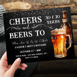 Cartão Postal Saúde às cervejas, aniversário duplo<br><div class="desc">Garrafa de água,  garrafa de cerveja e vidro de pinta,  Rustic Black Chalkboard. Rustic Outdoor ou convites de bar aniversário para ele. Qualquer idade. Modelo fácil de personalizar. Todo o texto pode ser ajustado usando a opção design. Convites de aniversário divertidos,  simples e casuais para ele.</div>