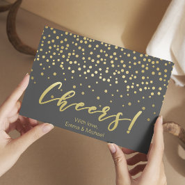 Cartão Postal Saúde - Dourado Script e Confetti