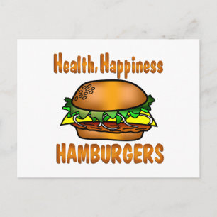 Cartão Postal Saúde Felicidade Hamburgers