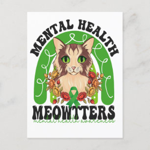 Cartão Postal Saúde Mental Meowtters Gato Divertido Kitten Arco-