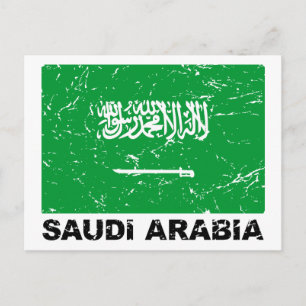 Cartão Postal Saudia Saudi Vintage Flag