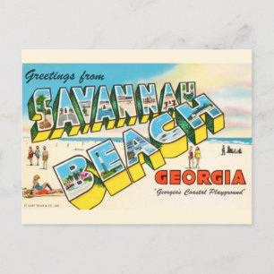 Cartão Postal Savannah Beach Georgia Saudação