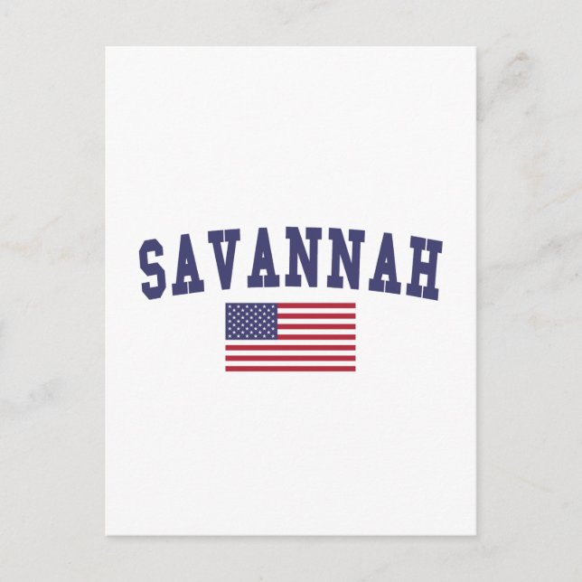 Cartão Postal Savannah EUA Flag (Frente)