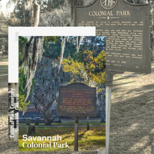 Cartão Postal Savannah GA Parque Colonial Marco da Febre Amarela