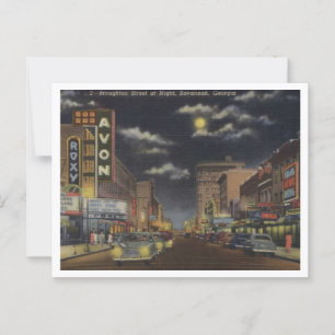 Cartão Postal Savannah GA, Rua de Broughton, Vista dos anos 40