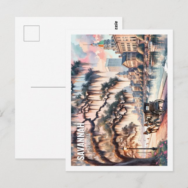 Cartão Postal Savannah Georgia Familiar Place (Frente/Verso)