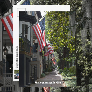 Cartão Postal Savannah Georgia Flag Lined E Jones Rua Fotografia