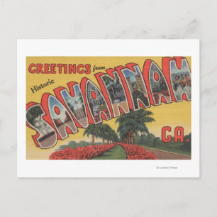 Cartão Postal Savannah, Geórgia (Histórica) - Letra Grande