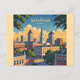 Cartão Postal Savannah Geórgia paisagem urbana vintage