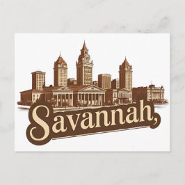 Cartão Postal Savannah Geórgia paisagem urbana vintage