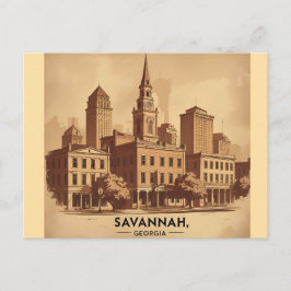 Cartão Postal Savannah Geórgia paisagem urbana vintage