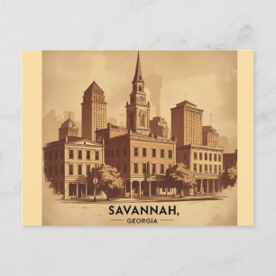 Cartão Postal Savannah Geórgia paisagem urbana vintage