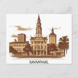 Cartão Postal Savannah Geórgia paisagem urbana vintage