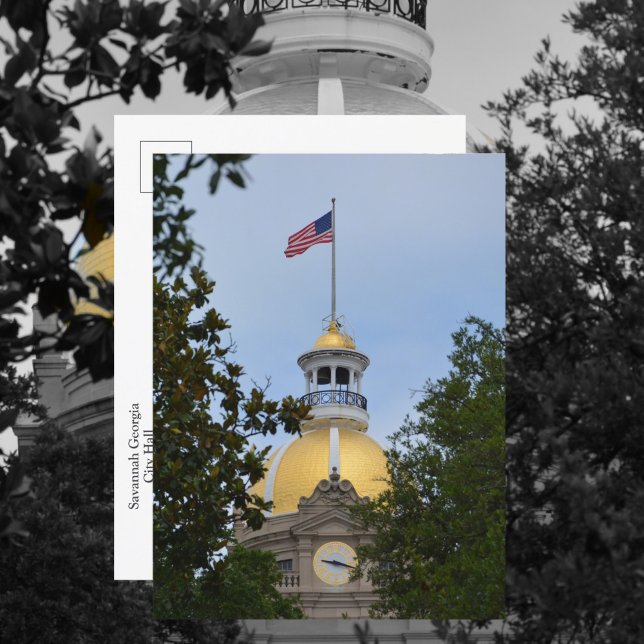 Cartão Postal Savannah Georgia Prefeitura Dourada Dome Fotográfi (Criador carregado)