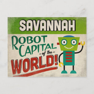 Cartão Postal Savannah Georgia Robot - Engraçado Vintage