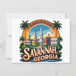 Cartão Postal Savannah Georgia Skyline