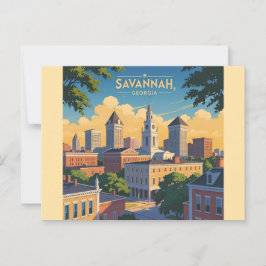 Cartão Postal Savannah Georgia vintage Skyline