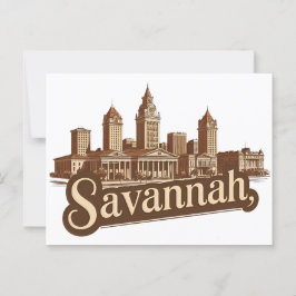 Cartão Postal Savannah Georgia vintage Skyline