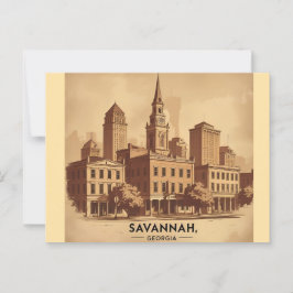 Cartão Postal Savannah Georgia vintage Skyline